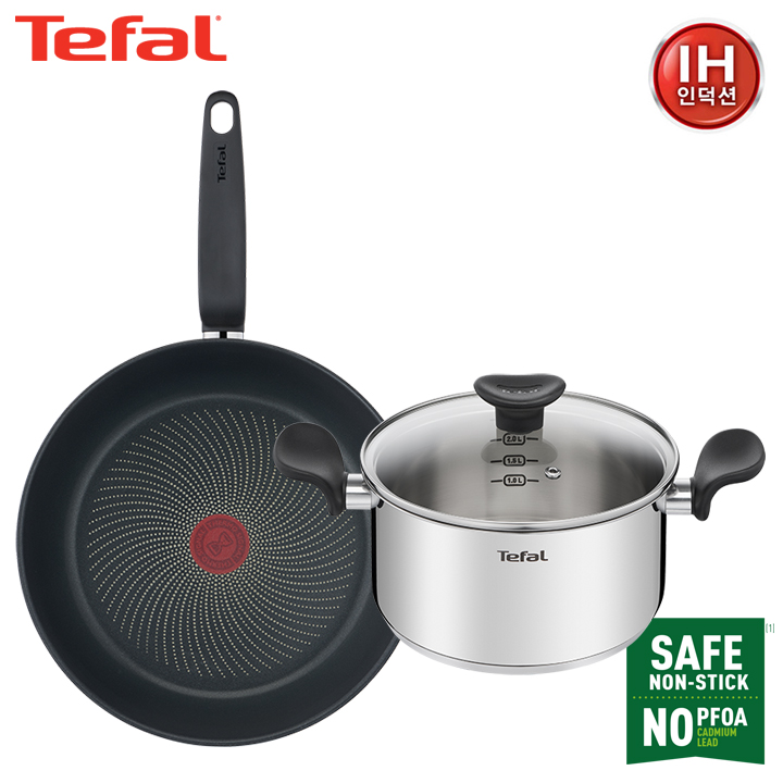 [테팔] G6 프리즘 프라이팬&냄비 2P 세트(팬 28+양수 20) TFC-IP8P0